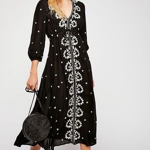 Free People Fable embroidered midi dress EUC